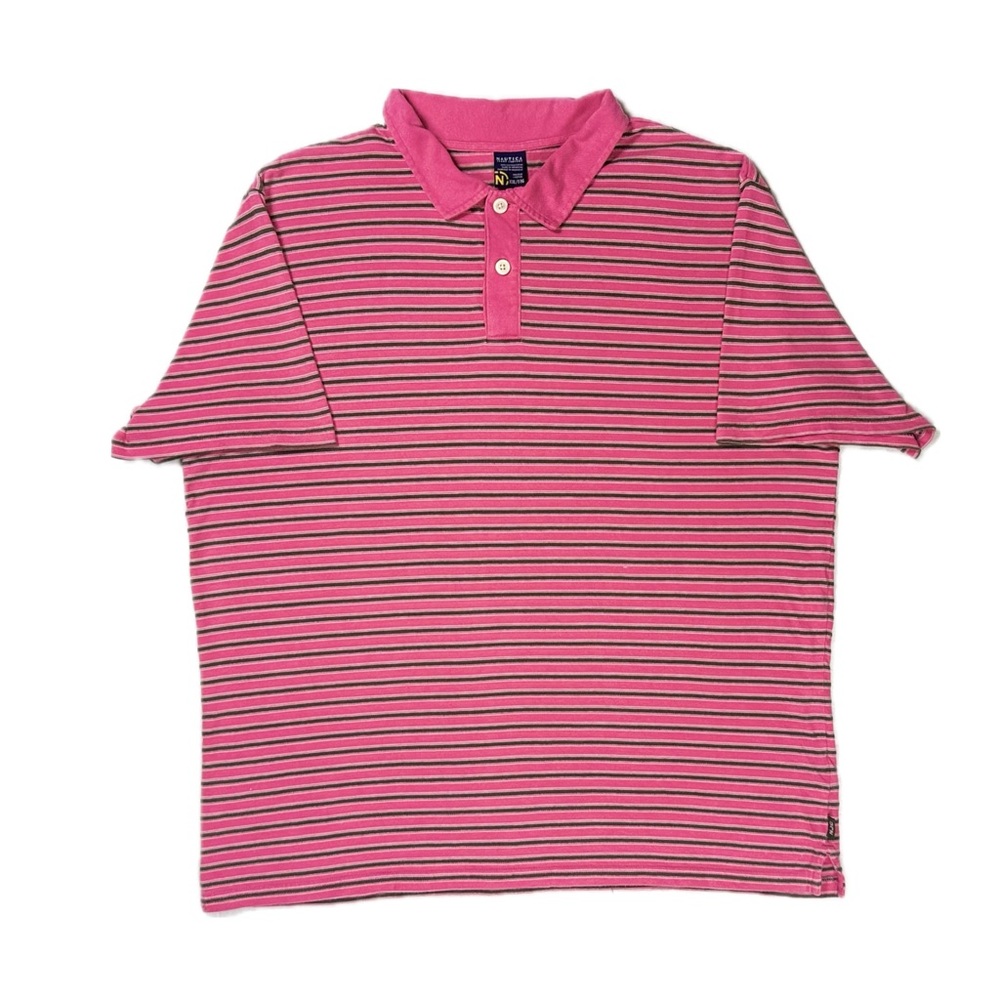 Vintage 90s Nautica Jeans‎ Company pink brown Stripe Corduroy polo mens XXL